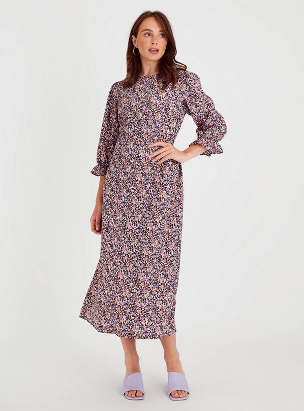 Floral tea dresses outlet with sleeves